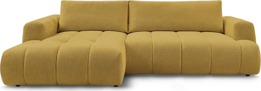 Rozkládací/s úložným prostorem rohová pohovka v hořčicové barvě (levý roh/s lenoškou) Fuji – Bobochic Paris Bobochic Paris