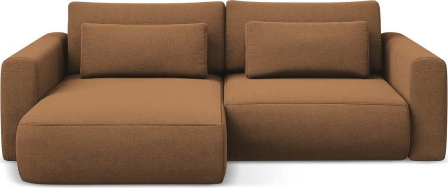 Rozkládací/s úložným prostorem rohová pohovka v terakotové barvě (levý roh/s lenoškou) Kapua – Makamii Makamii