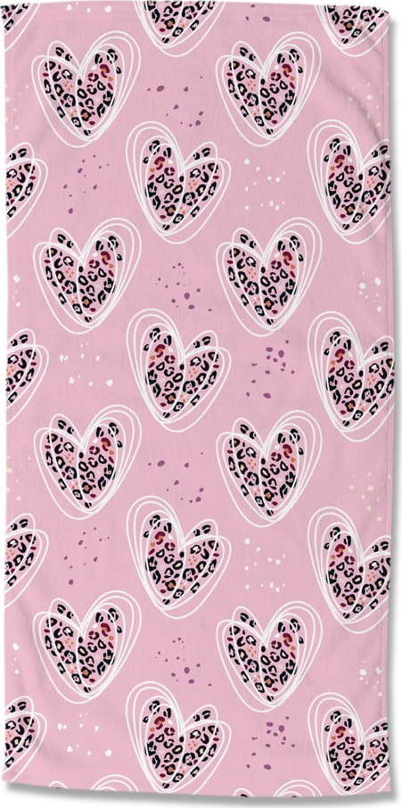 Růžová dětská sametová plážová osuška 75x150 cm Femke – Good Morning GOOD MORNING