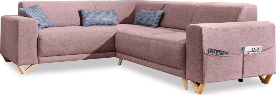 Růžová rozkládací/s úložným prostorem rohová pohovka (levý roh/do L) Classy Sophie – Miuform Miuform