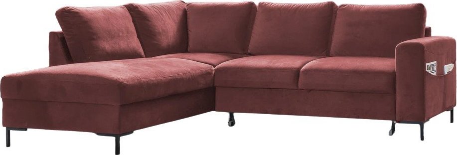 Růžová sametová rozkládací rohová pohovka (levý roh) Lofty Lilly – Miuform Miuform