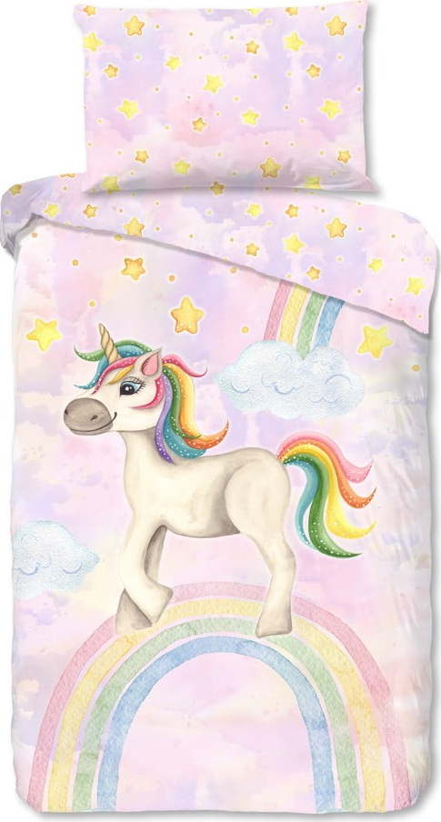 Růžové bavlněné dětské povlečení na jednolůžko 140x200 cm Unisweet – Good Morning GOOD MORNING