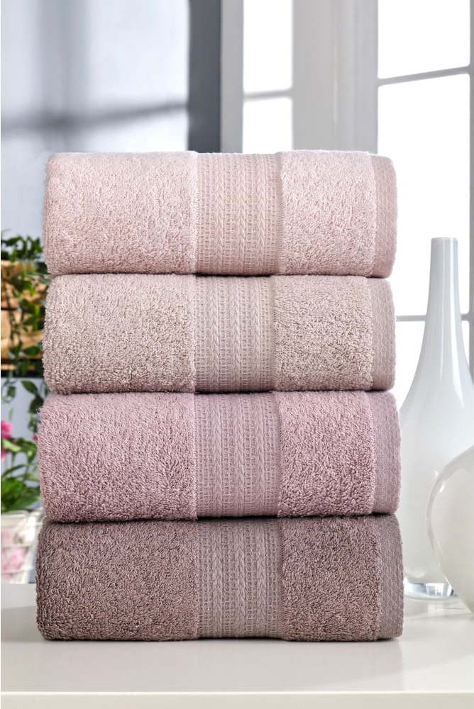 Růžové bavlněné ručníky v sadě 4 ks 50x90 cm – Mila Home Mila Home
