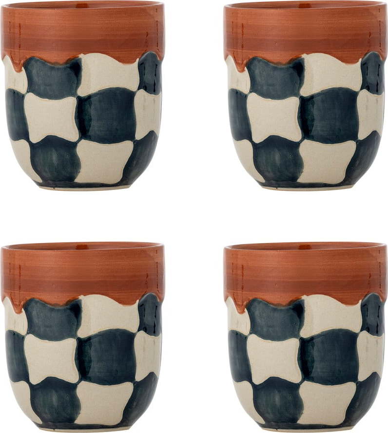 Šálky v sadě 4 ks z kameniny 375 ml Check – Bloomingville Bloomingville