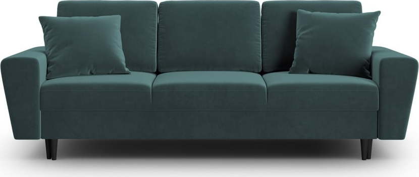 Sametová rozkládací/s úložným prostorem pohovka v petrolejové barvě 235 cm Kyoto – Cosmopolitan Design Cosmopolitan design