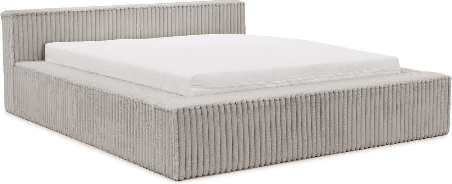 Šedá čalouněná dvoulůžková postel s úložným prostorem s roštem 140x200 cm Cloe – Ropez Ropez