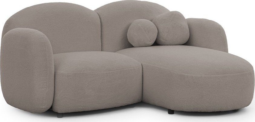 Šedá rohová pohovka z textilie bouclé (pravý roh/s lenoškou) Orbit – Ropez Ropez