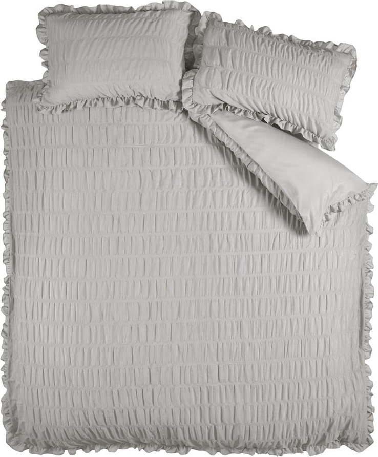 Šedé krepové povlečení na dvoulůžko 200x200 cm Seersucker Frill – Catherine Lansfield Catherine Lansfield