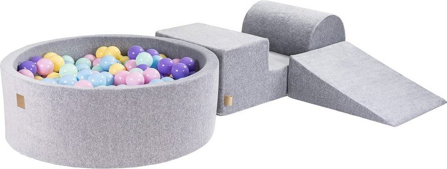 Šedé sametové pěnové hřiště 225x90x30 cm Montessori – Meowbaby MeowBaby