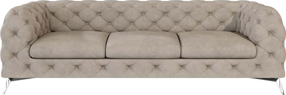 Šedobéžová sametová pohovka 243 cm Chelsea – Ropez Ropez