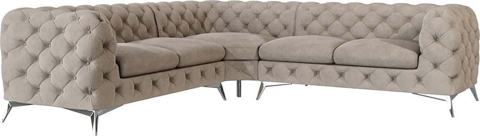 Šedobéžová sametová rohová pohovka Chelsea – Ropez Ropez