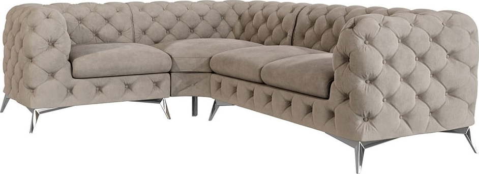 Šedobéžová sametová rohová pohovka (levý roh/do L) Chelsea – Ropez Ropez