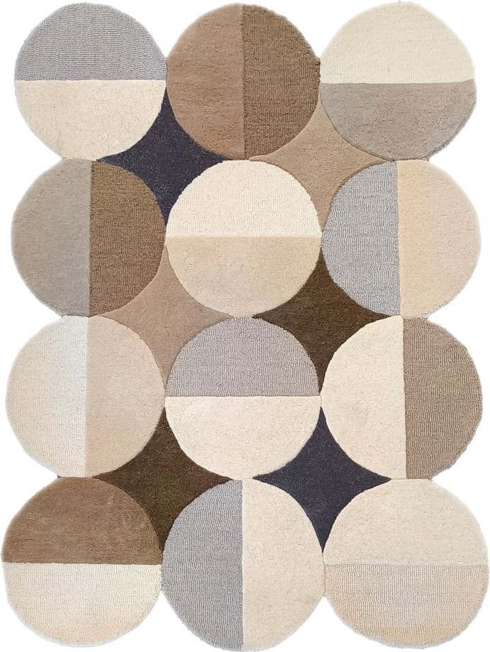 Šedobéžový ručně tkaný vlněný koberec 120x170 cm Mia Ellipse – Flair Rugs Flair Rugs