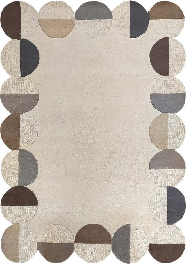 Šedobéžový ručně tkaný vlněný koberec 160x230 cm Mia Scallop Frame – Flair Rugs Flair Rugs