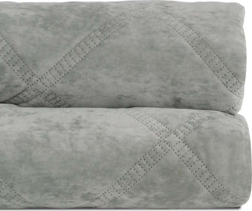 Šedozelený sametový prošívaný přehoz 230x260 cm – Ixia Ixia