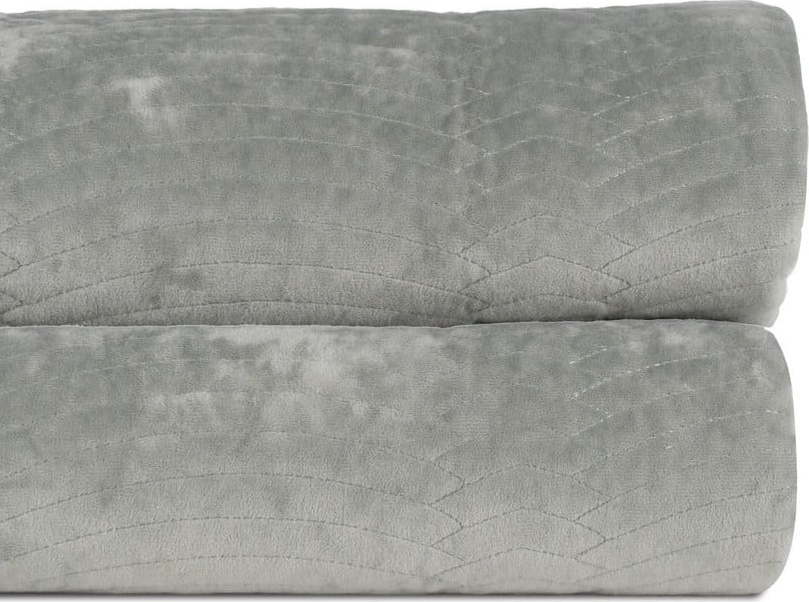 Šedozelený sametový prošívaný přehoz 230x260 cm – Ixia Ixia