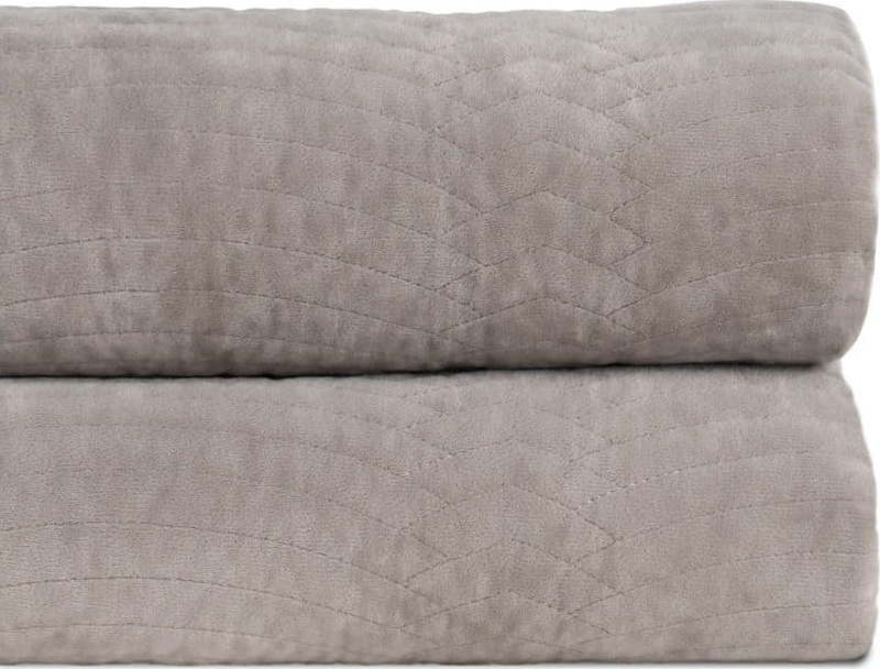 Šedý sametový prošívaný přehoz 180x260 cm – Ixia Ixia