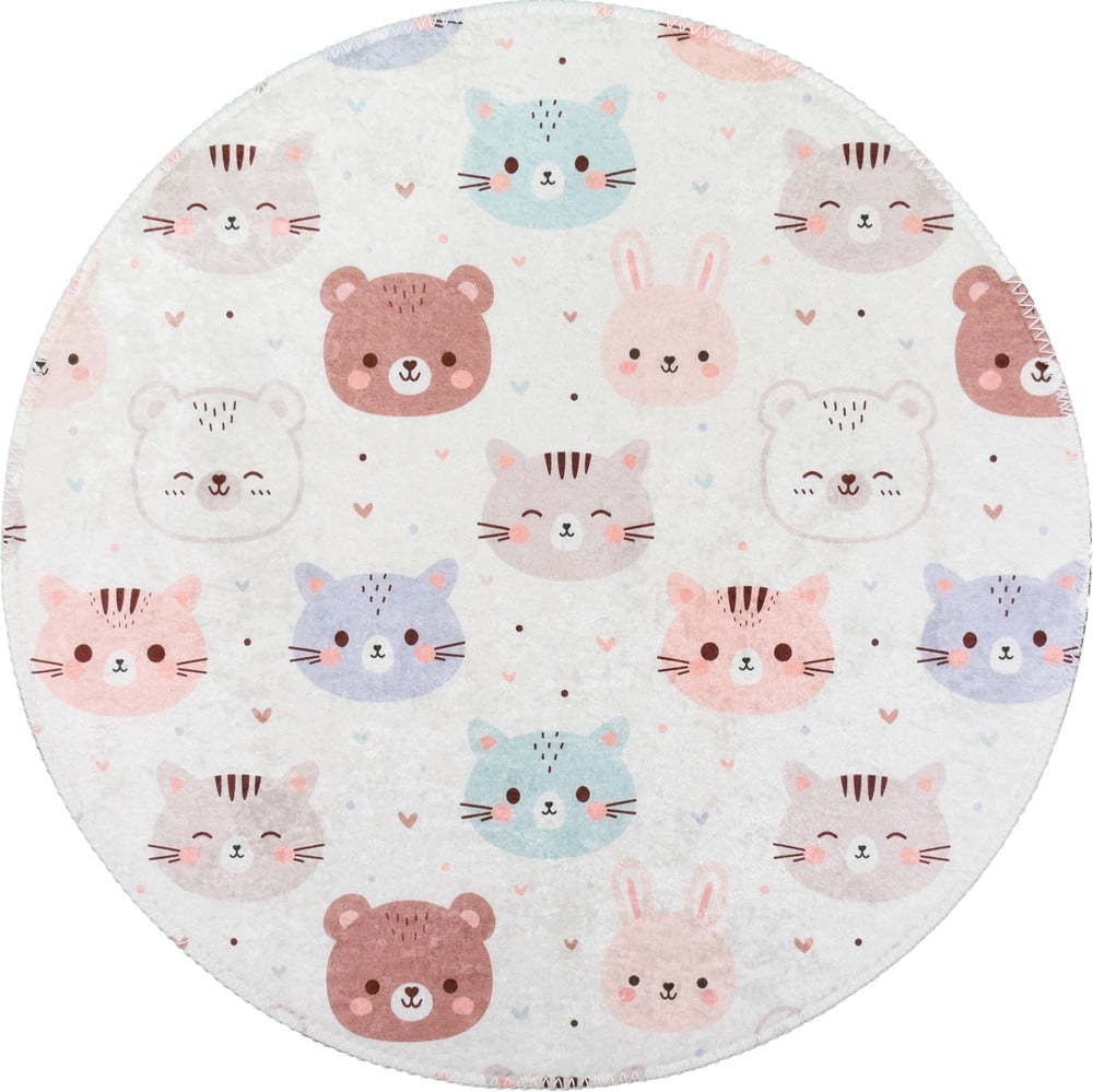 Slonovinový pratelný dětský koberec ø100 cm Cute Animals – Vitaus Vitaus