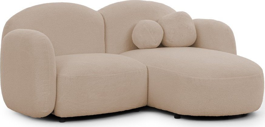 Světle hnědá rohová pohovka z textilie bouclé (pravý roh/s lenoškou) Orbit – Ropez Ropez
