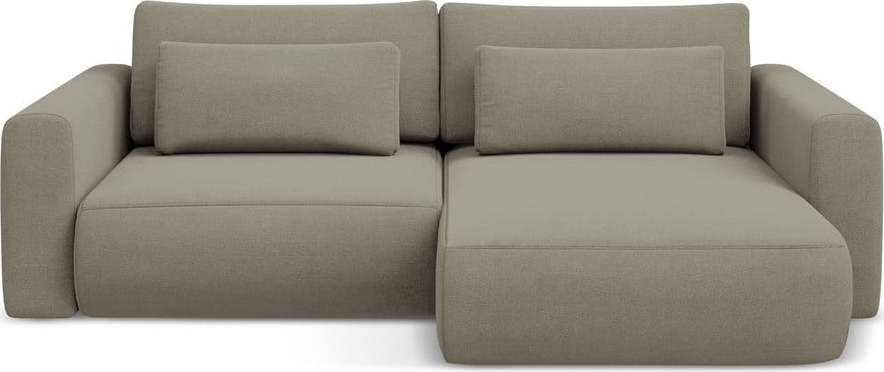 Světle hnědá rozkládací/s úložným prostorem rohová pohovka (pravý roh/s lenoškou) Kapua – Makamii Makamii