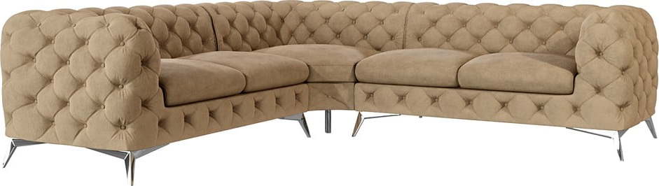 Světle hnědá sametová rohová pohovka Chelsea – Ropez Ropez