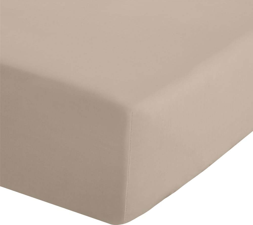 Světle hnědé napínací perkálové prostěradlo 90x190 cm Easy Iron Percale – Catherine Lansfield Catherine Lansfield