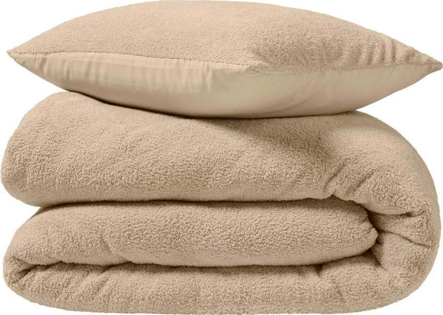 Světle hnědé povlečení na dvoulůžko/prodloužené z mikroplyše 240x220 cm Helena – douceur d'intérieur Douceur d intérieur