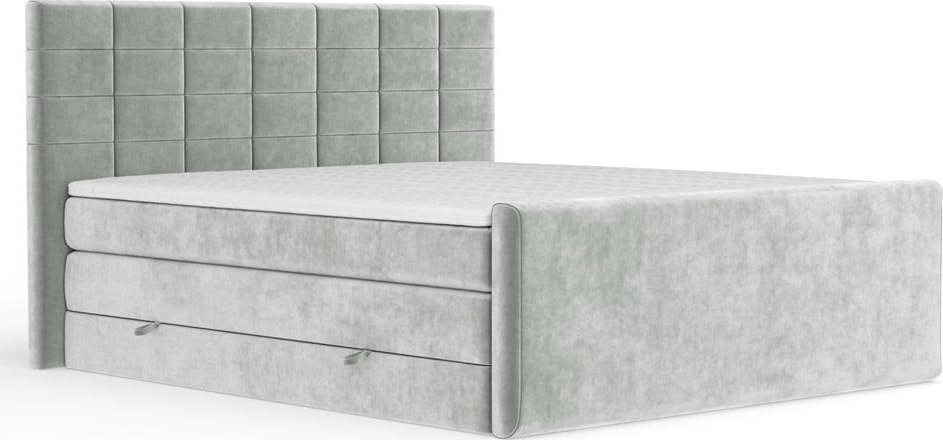 Světle šedá boxspring postel s úložným prostorem 200x200 cm Ava – Maison de Rêve Maison de Reve