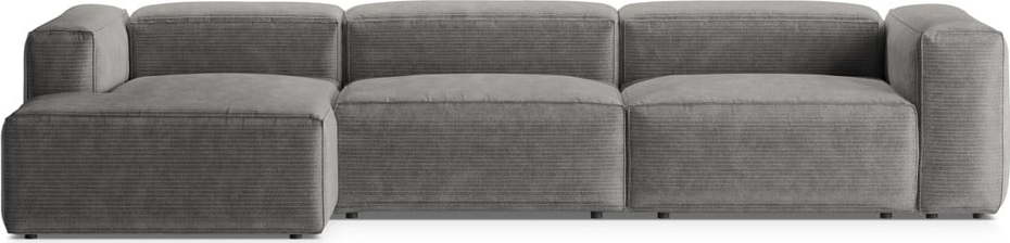 Světle šedá manšestrová rohová pohovka (levý roh/s lenoškou) Bergamo – Cosmopolitan Design Cosmopolitan design