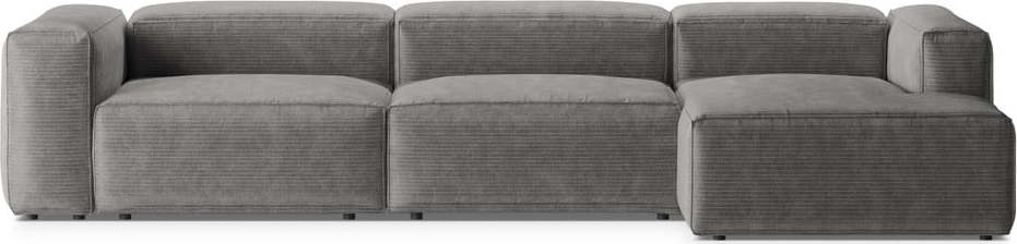 Světle šedá manšestrová rohová pohovka (pravý roh/s lenoškou) Bergamo – Cosmopolitan Design Cosmopolitan design