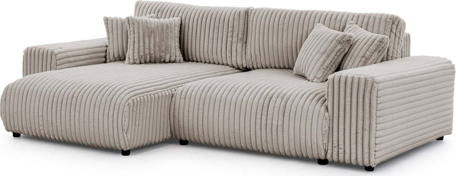 Světle šedá manšestrová rozkládací/s úložným prostorem rohová pohovka (levý roh) Sarina – Ropez Ropez