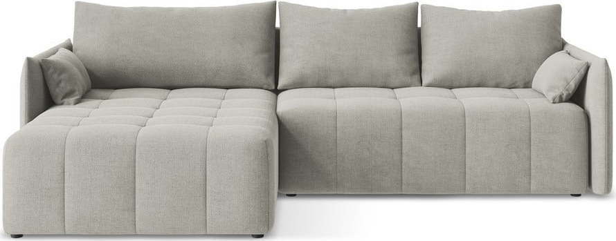 Světle šedá rozkládací/s úložným prostorem rohová pohovka (levý roh/s lenoškou) Moku – Makamii Makamii