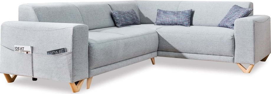 Světle šedá rozkládací/s úložným prostorem rohová pohovka (pravý roh/do L) Classy Sophie – Miuform Miuform