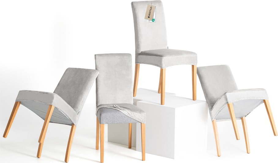 Světle šedé napínací potahy v sadě 4 ks na židli 48 cm Sento – Restilo Restilo