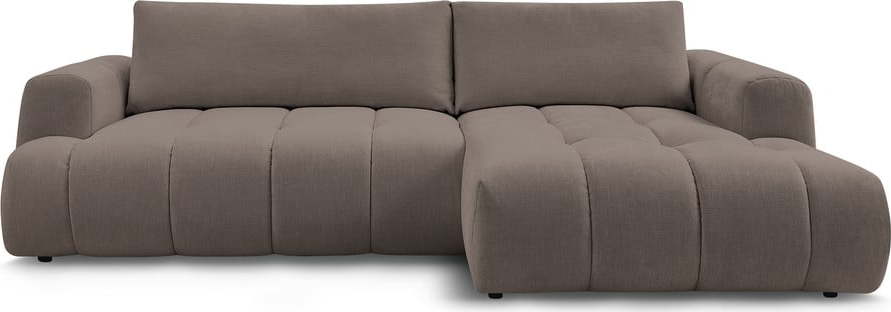 Taupe rozkládací/s úložným prostorem rohová pohovka (pravý roh/s lenoškou) Fuji – Bobochic Paris Bobochic Paris