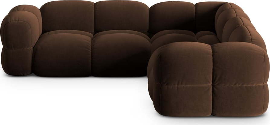 Tmavě hnědá sametová rohová pohovka Loretto – Cosmopolitan Design Cosmopolitan design