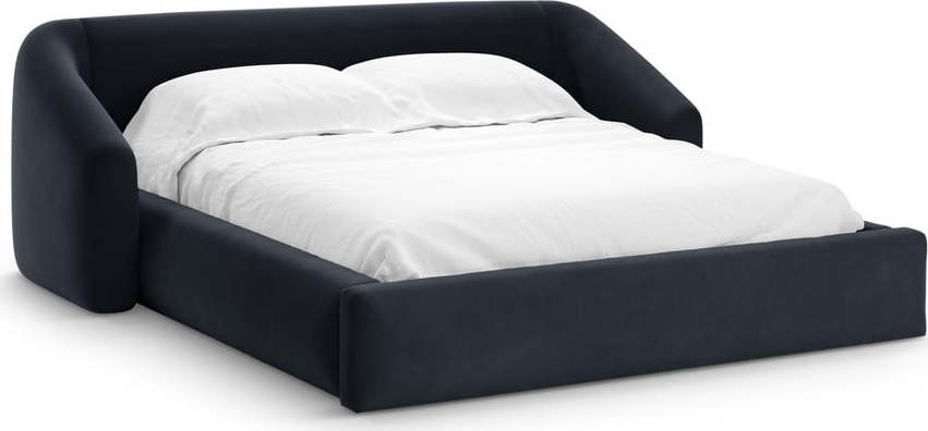 Tmavě modrá čalouněná dvoulůžková postel s úložným prostorem s roštem 180x200 cm Campi – Cosmopolitan Design Cosmopolitan design