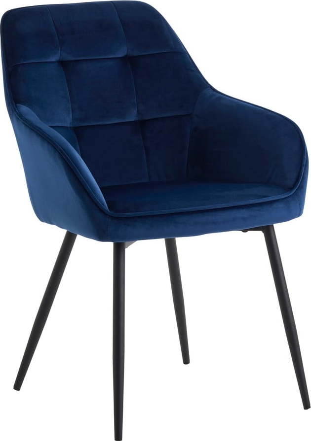 Tmavě modrá čalouněná jídelní křesla v sadě 2 ks s područkami Nolan Square – Unique Furniture Unique Furniture