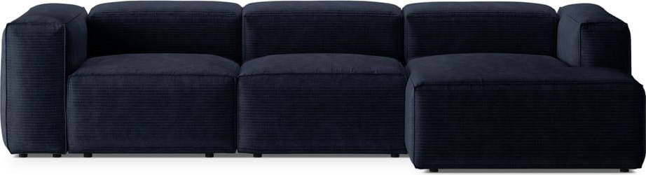 Tmavě modrá manšestrová rohová pohovka (pravý roh/s lenoškou) Bergamo – Cosmopolitan Design Cosmopolitan design