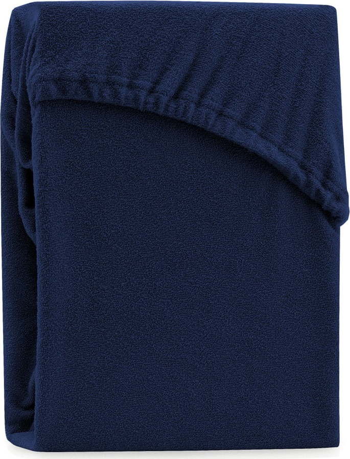 Tmavě modré napínací froté prostěradlo 240x220 cm Ruby – Restilo Restilo