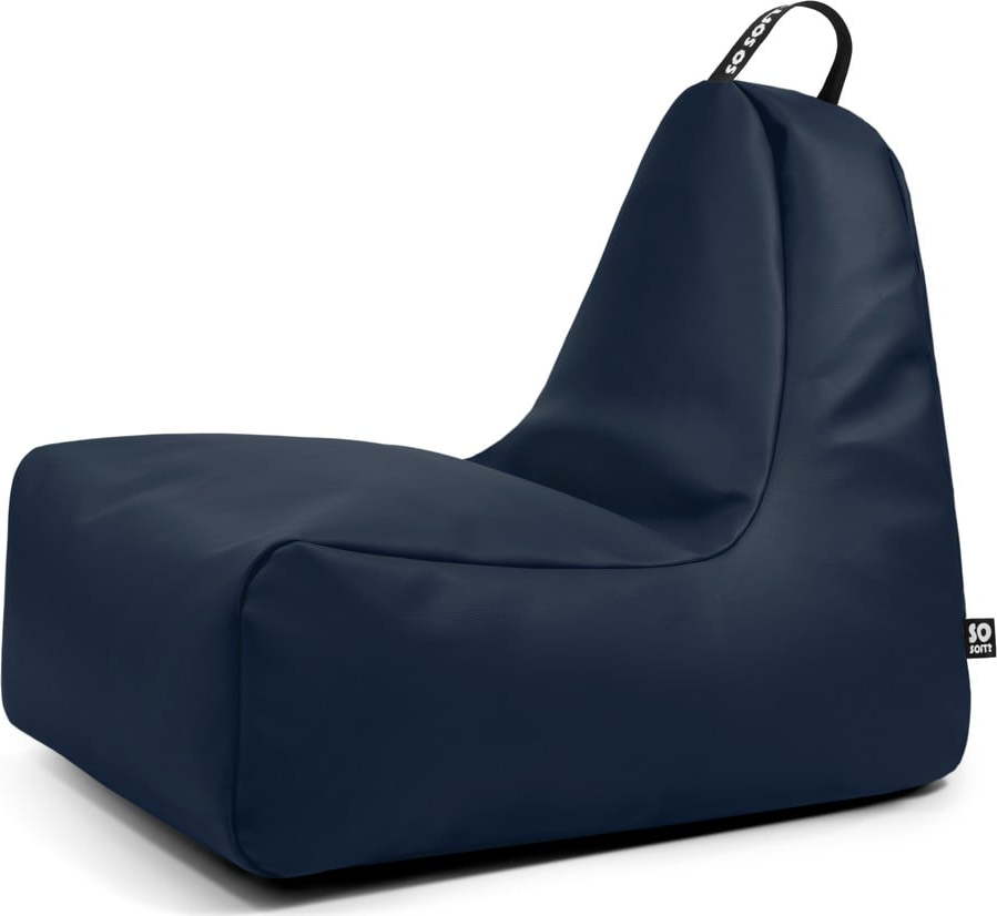 Tmavě modrý sedací vak z imitace kůže Chill L – So Soft? So Soft?