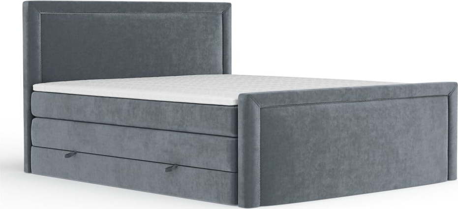 Tmavě šedá boxspring postel s úložným prostorem 200x200 cm Lavenda – Maison de Rêve Maison de Reve