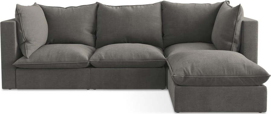 Tmavě šedá rohová pohovka (pravý roh/s lenoškou) Manao – Makamii Makamii