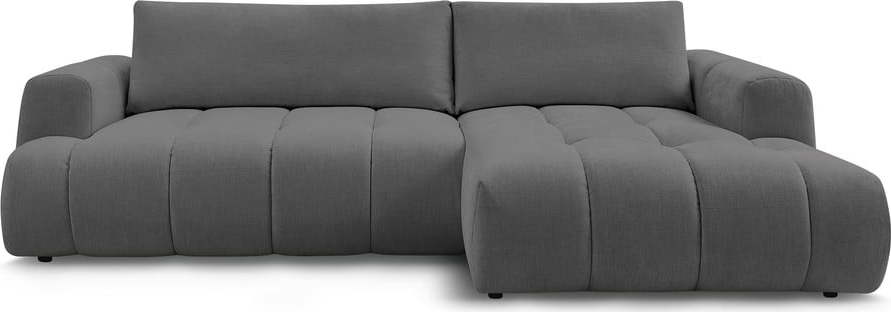 Tmavě šedá rozkládací/s úložným prostorem rohová pohovka (pravý roh/s lenoškou) Fuji – Bobochic Paris Bobochic Paris