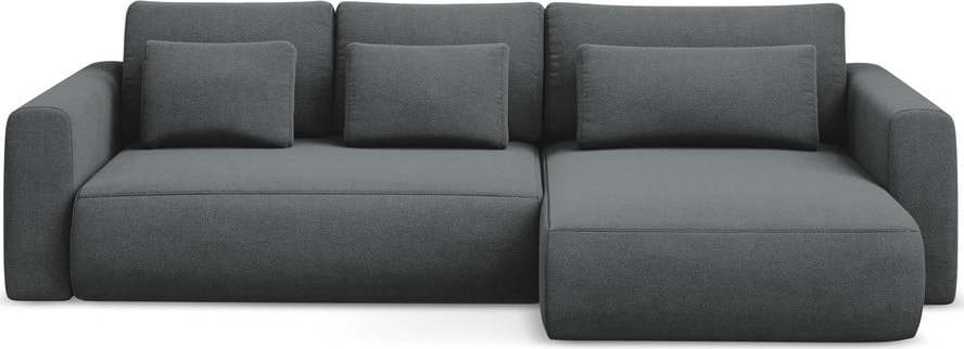 Tmavě šedá rozkládací/s úložným prostorem rohová pohovka (pravý roh/s lenoškou) Kapua – Makamii Makamii