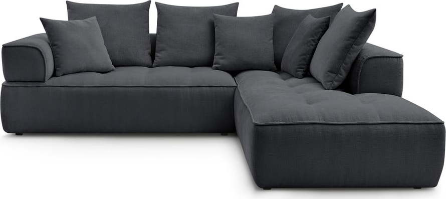Tmavě šedá žinylková rohová pohovka (pravý roh/do L) Whesley – Bobochic Paris Bobochic Paris
