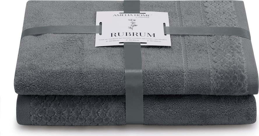 Tmavě šedé froté bavlněné ručníky a osušky v sadě 2 ks Rubrum – Restilo Restilo
