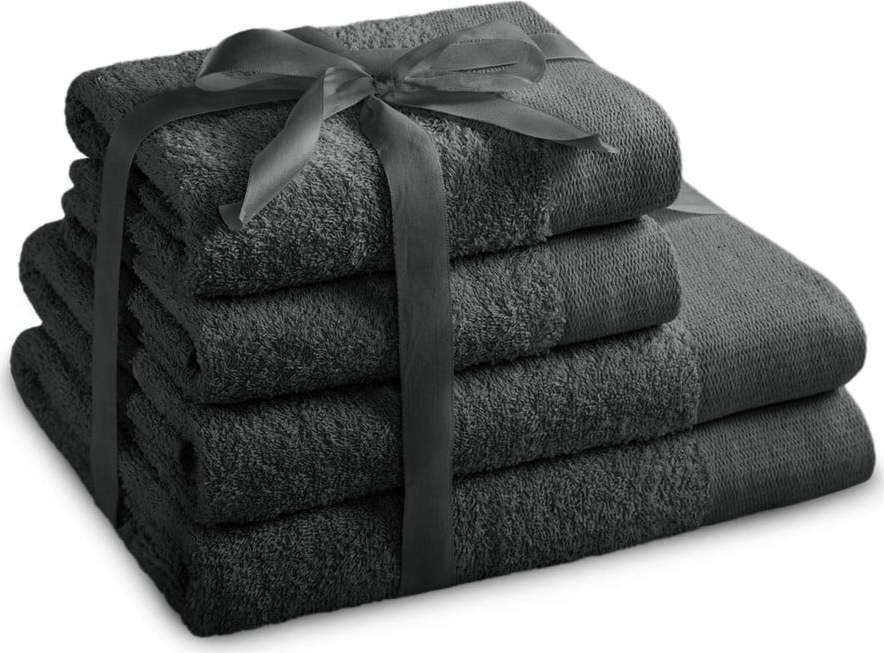 Tmavě šedé froté bavlněné ručníky a osušky v sadě 4 ks Amari – Restilo Restilo