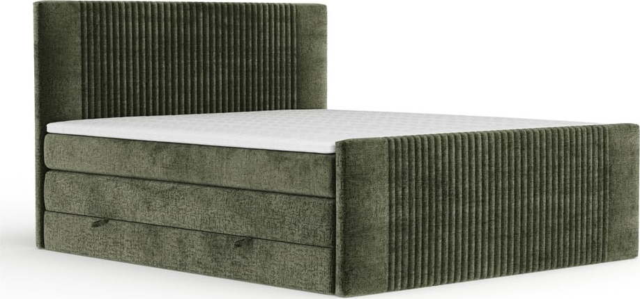Tmavě zelená boxspring postel s úložným prostorem 180x200 cm Bergamo – Maison de Rêve Maison de Reve
