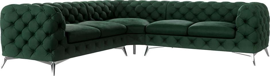 Tmavě zelená sametová rohová pohovka Chelsea – Ropez Ropez